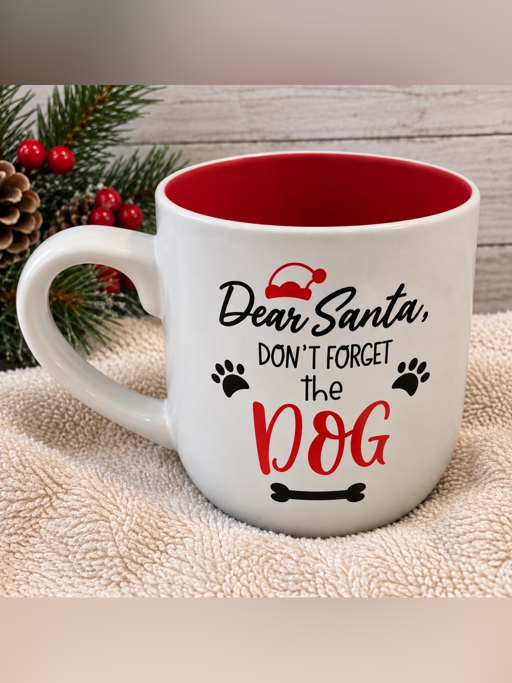 Dear Santa Don’t Forget the Dog Christmas Mug 15 Oz